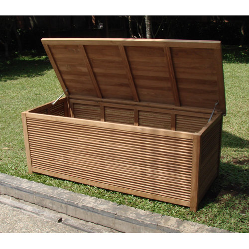 Teak Smith Water Resistant Teak Solid Wood Deck Box in Natural